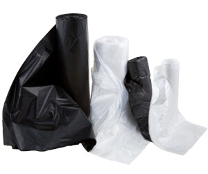 Black and clear trash can liners