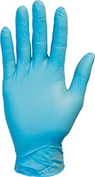 Blue, powder-free nitrile glove.