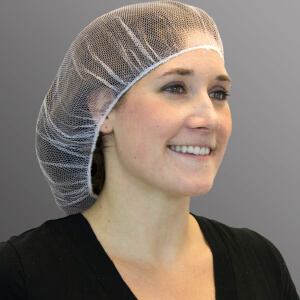 Woman wearing white hairnet