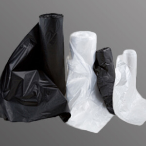 Black and clear trash can liners